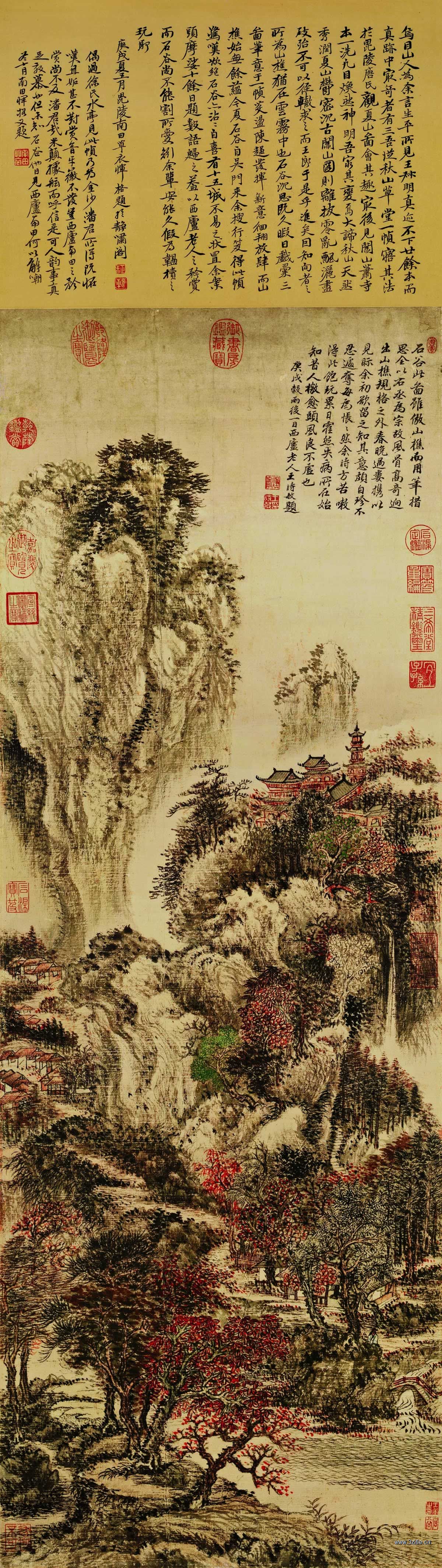 台086玄-清 王翚 溪山红树图
