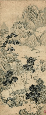 （玄）明 尤求 墨笔山水人物
