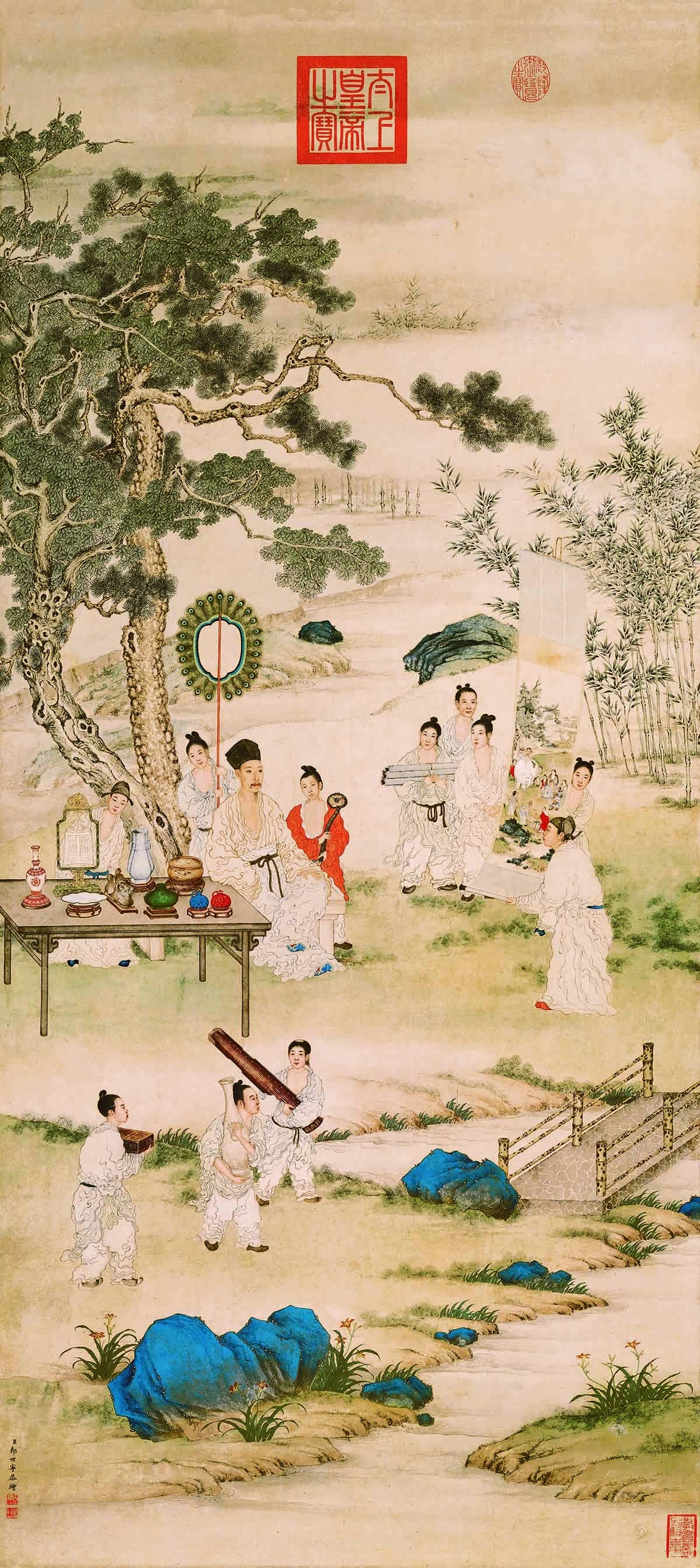 75-弘历观画图-清-郎世宁