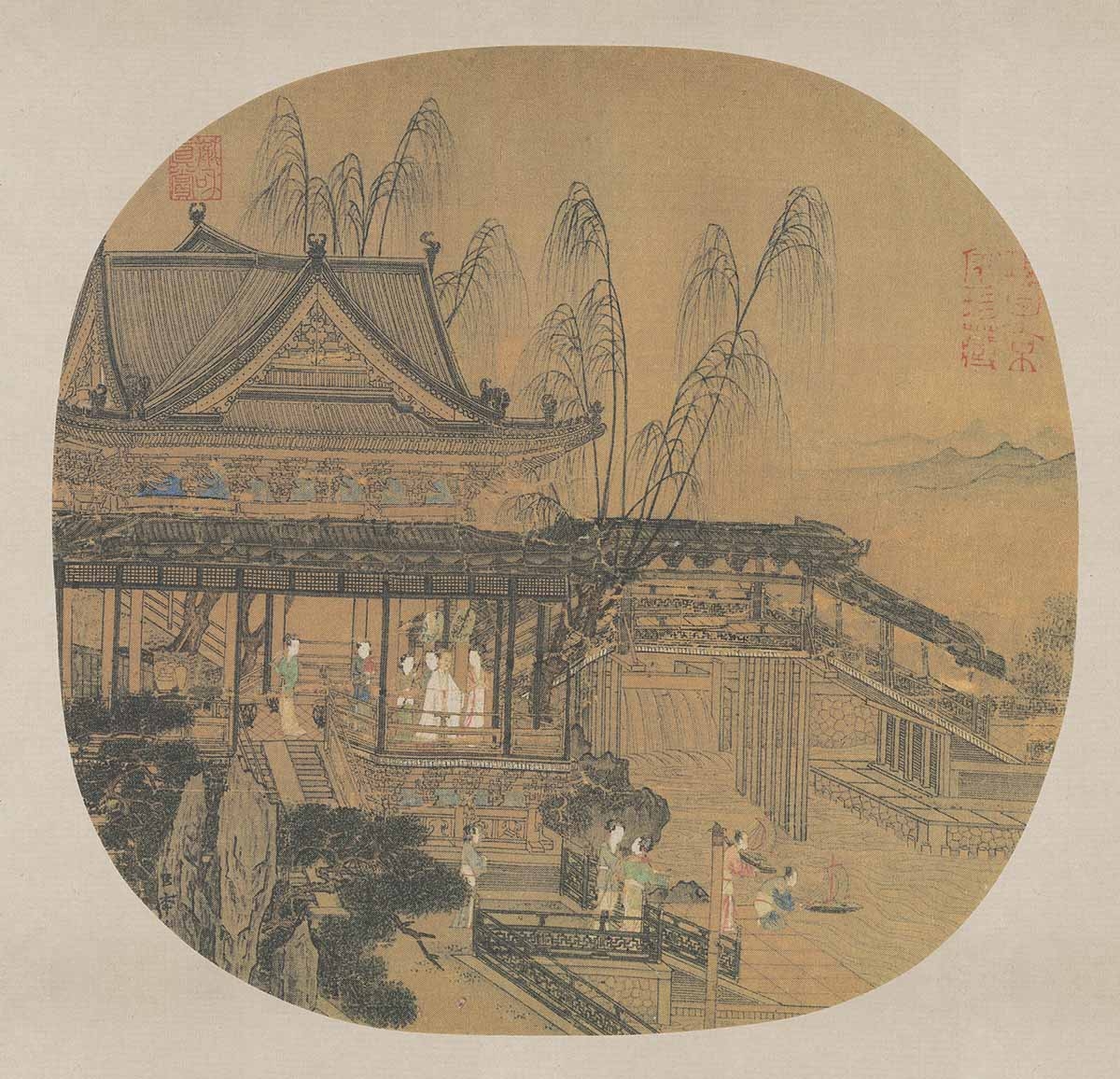 （玄）宋 李嵩 水殿招凉图绢本24.5 x 25.4