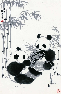 吴作人-双熊猫