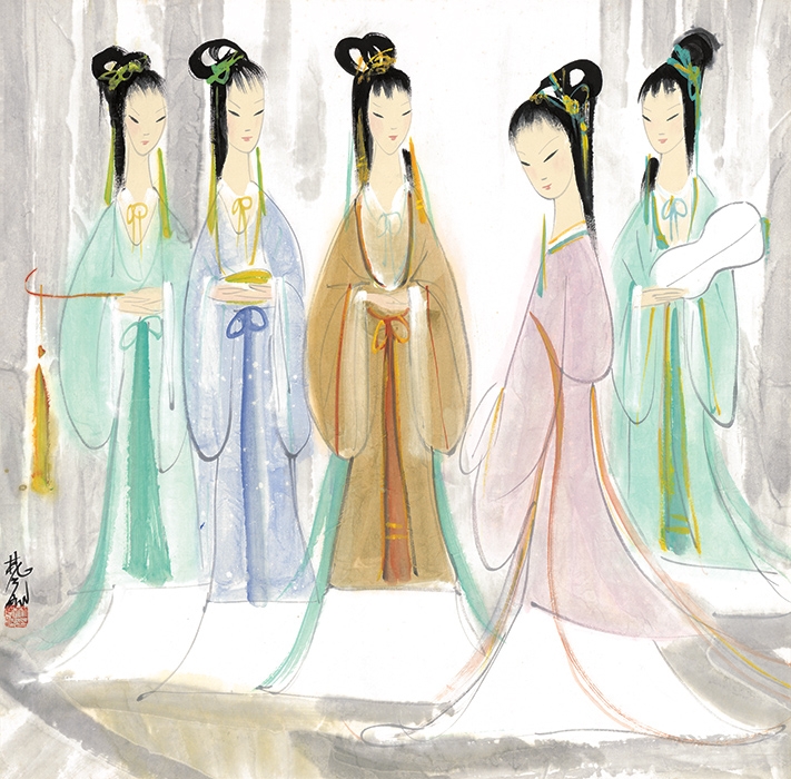 林风眠 五美图-68.5x69.5