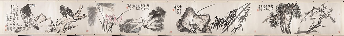 李苦禅 花鸟树石图卷 832×87 美国大都会艺术博物馆