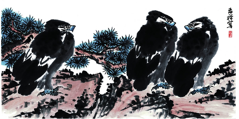 李苦禅 鹰 140×70