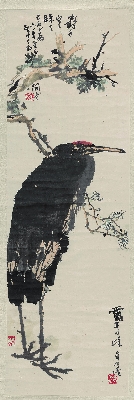 潘天寿 鹤与寒梅共岁华 146×50