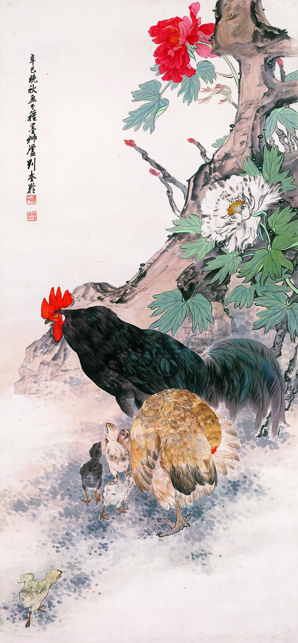 刘奎龄-鸡鸣富贵图