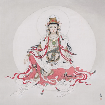 菩萨 唐卡水月观音-ok-1