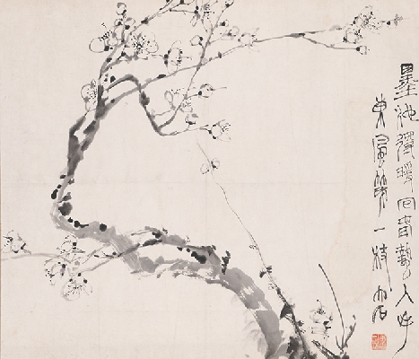 唐云 水墨梅花图轴43X50