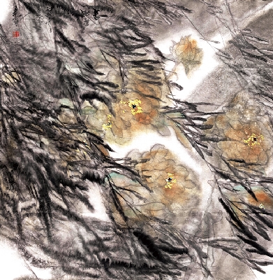 王奇寅《水墨花鸟》 86x88