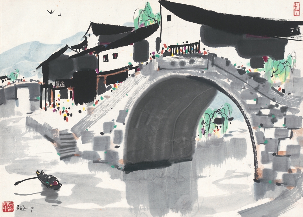 吴冠中 白首忆童年 68x49