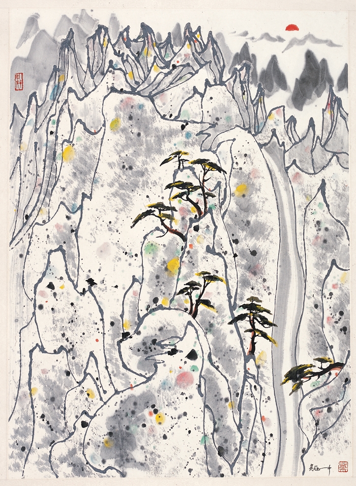 吴冠中 黄山日出 41x56