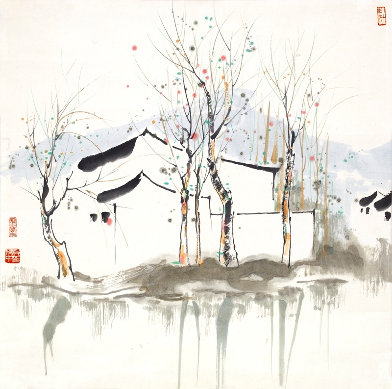 吴冠中 水乡人家 46x46