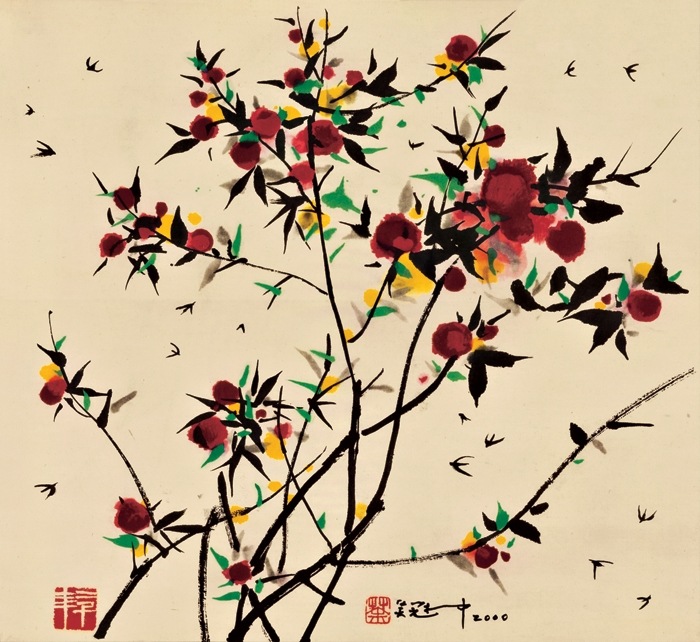 吴冠中 野果ok装饰画代绢 62x57