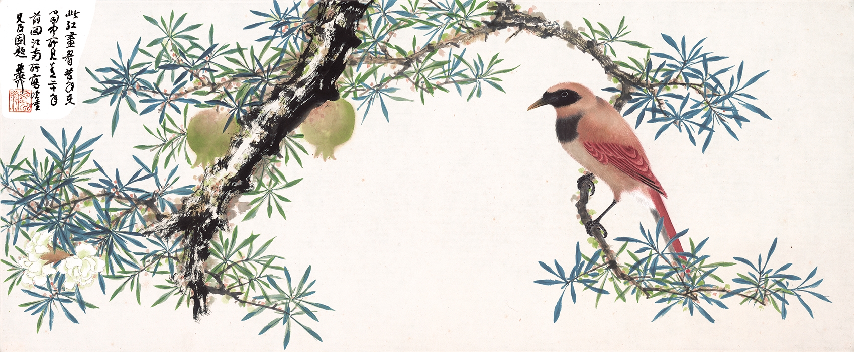 谢稚柳  榴花画眉 74x31