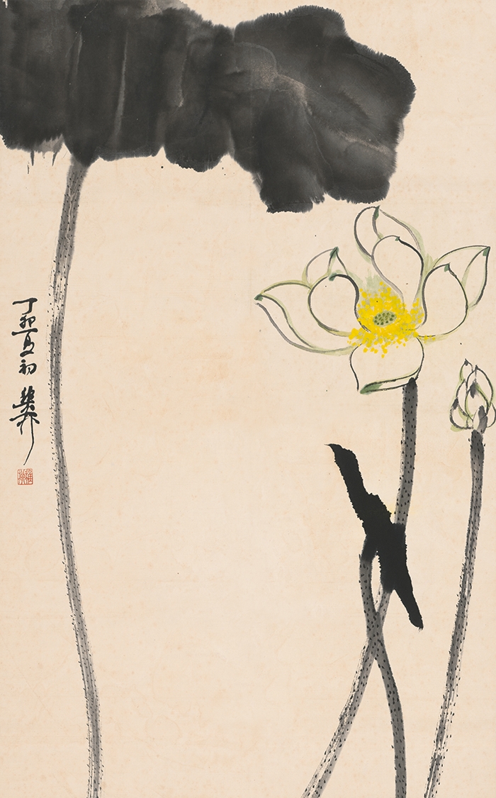 谢稚柳 荷花图轴68X42