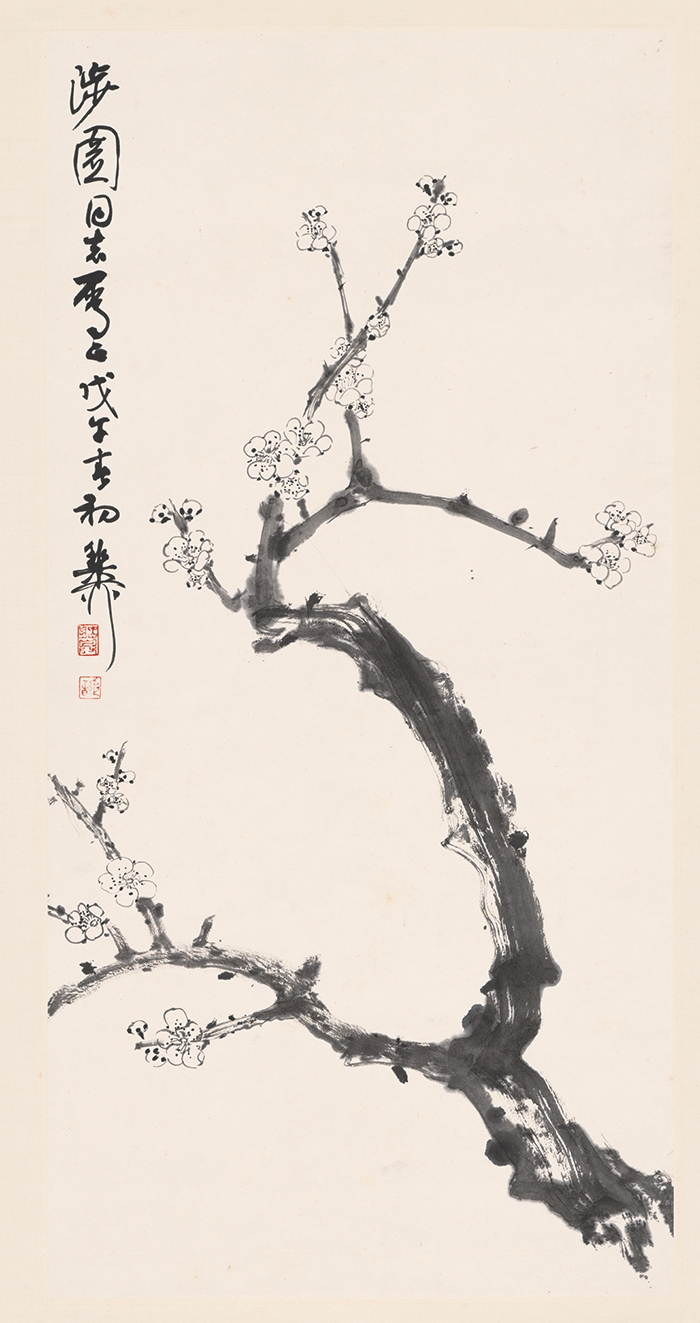 谢稚柳 墨梅图轴 38x72