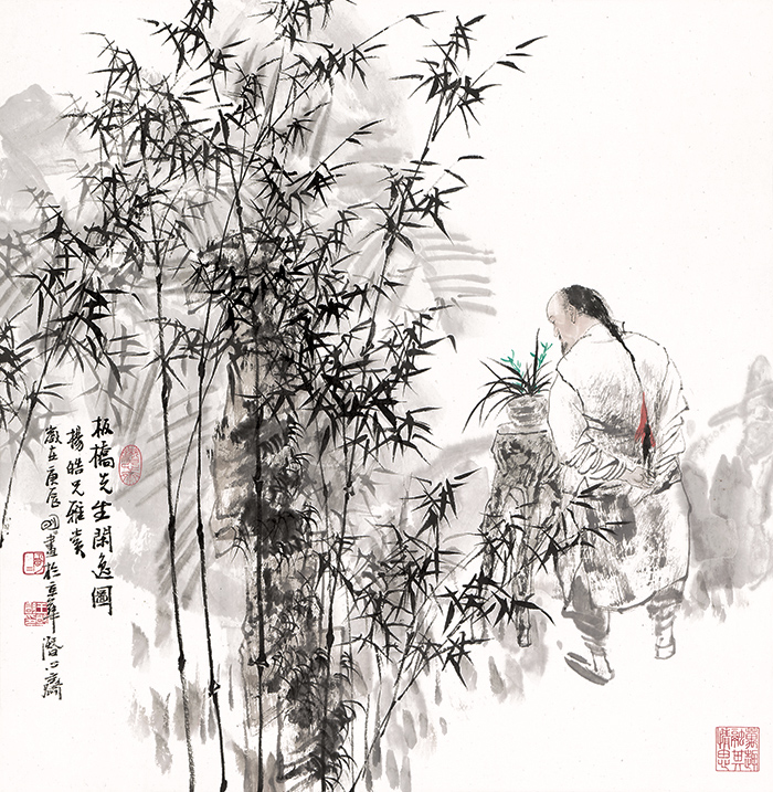 王明明-人物2-板桥先生闲逸图-68x66.5