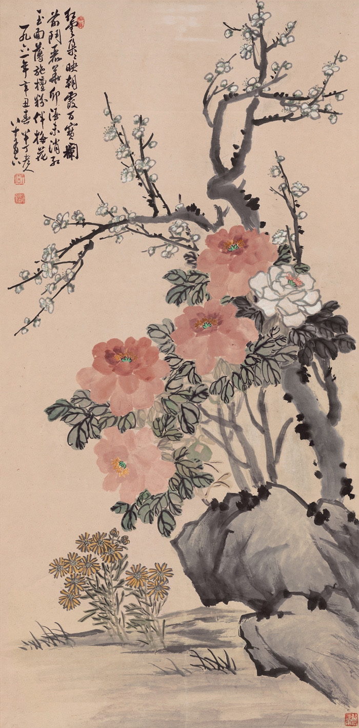 陈半丁-牡丹梅花