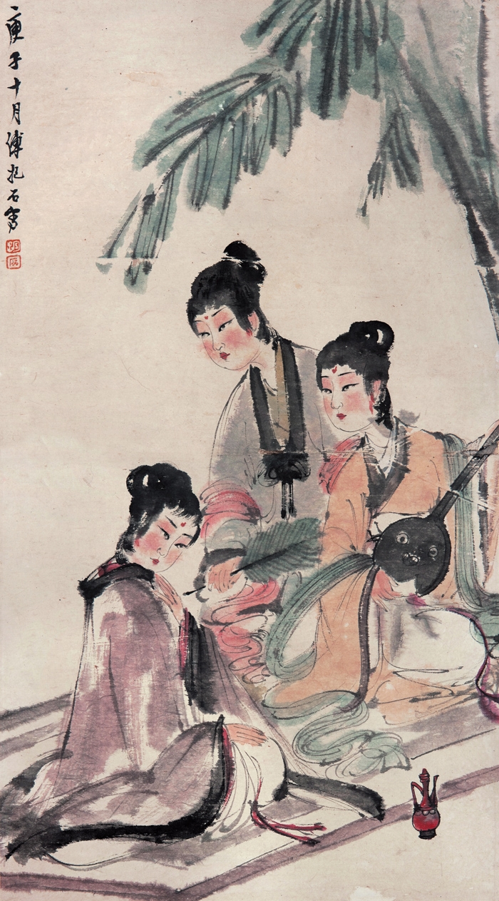 傅抱石 芭蕉美人图 33×60