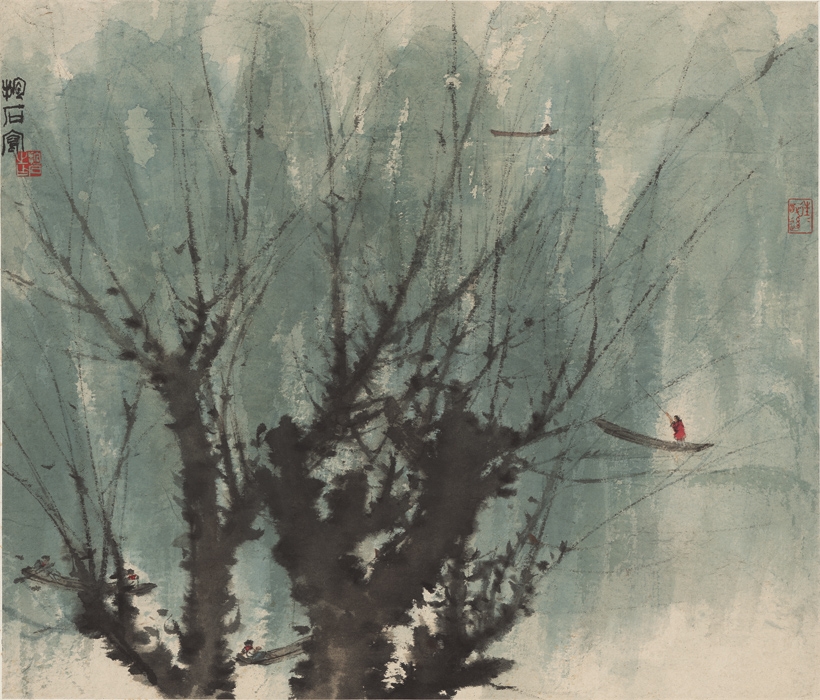 傅抱石 柳畔 纸本62.4x53.3