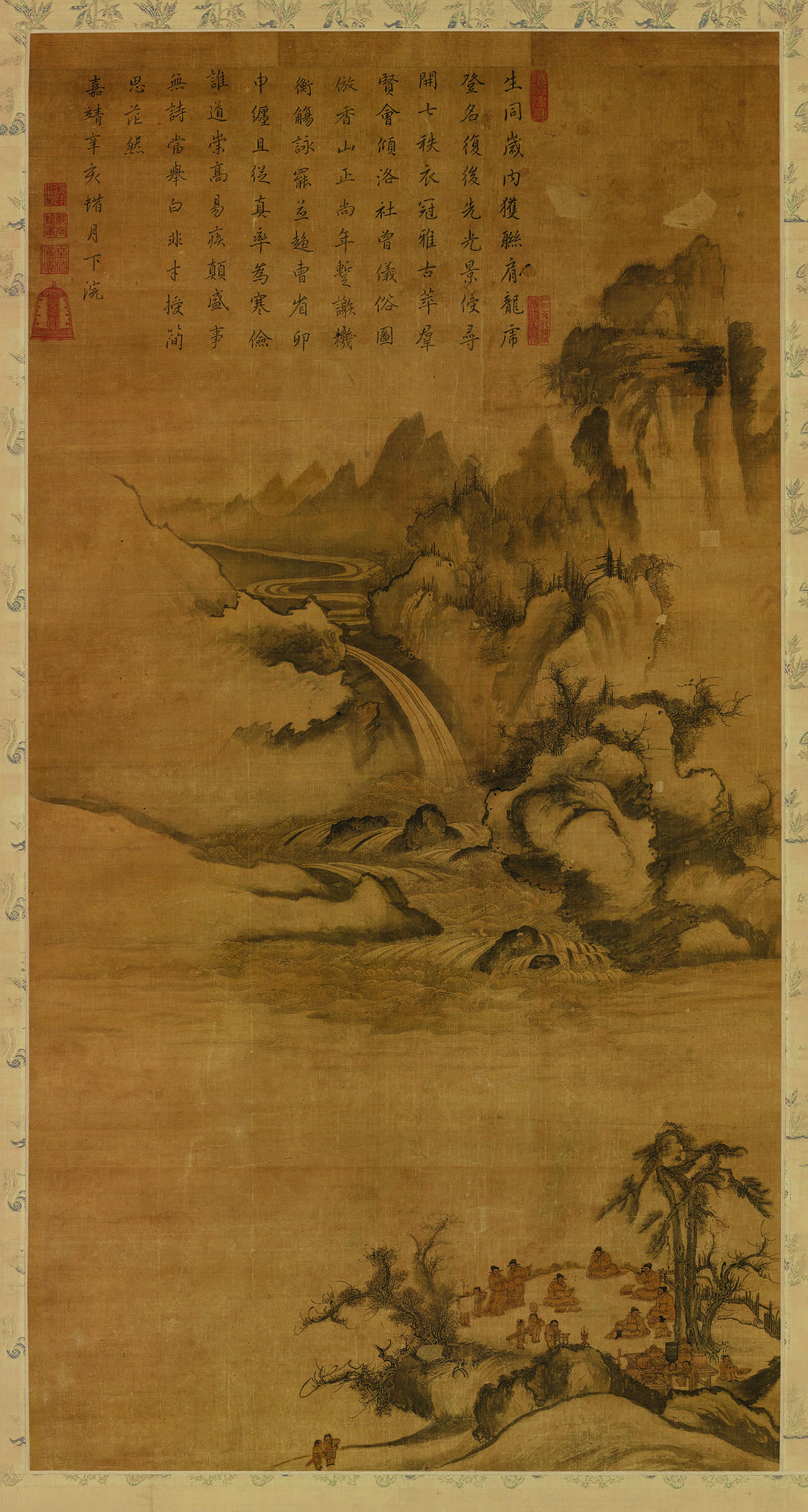 明 佚名 朝鲜王朝 同年饮宴图轴绢本98x52