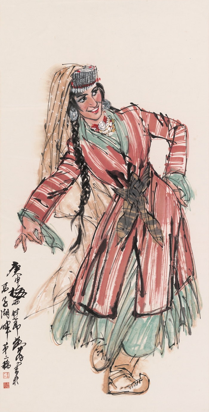 黄胄 高子湖畔 68×149