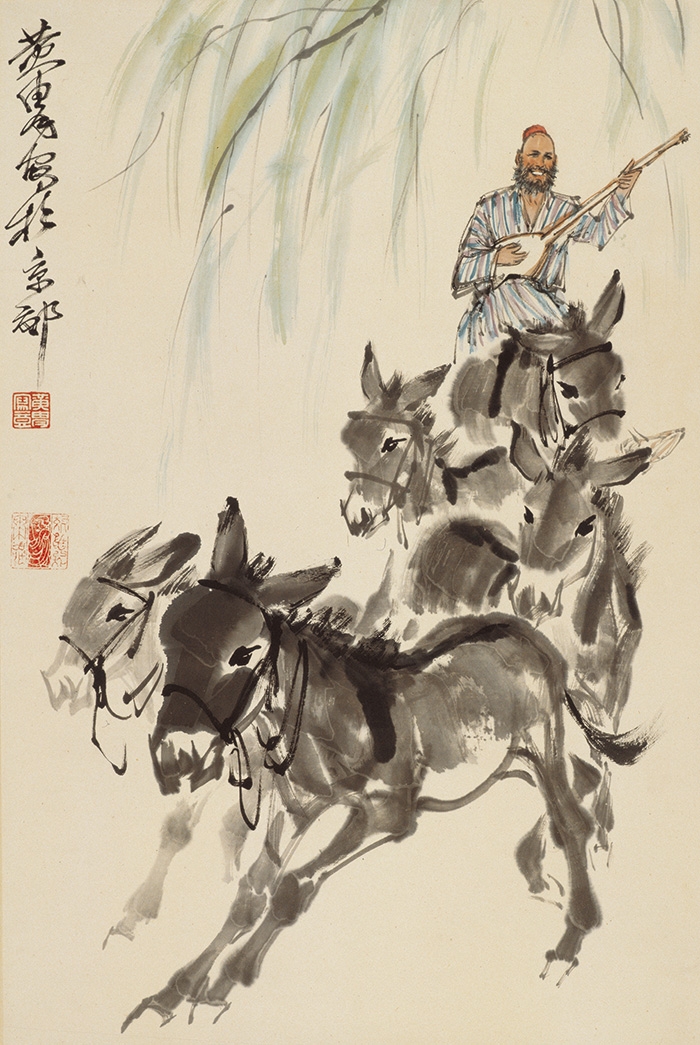 黄胄 骑马狩猎-44x35