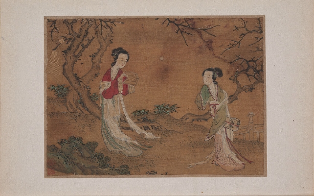明 佚名 仕女图册绢本12.7×19.1