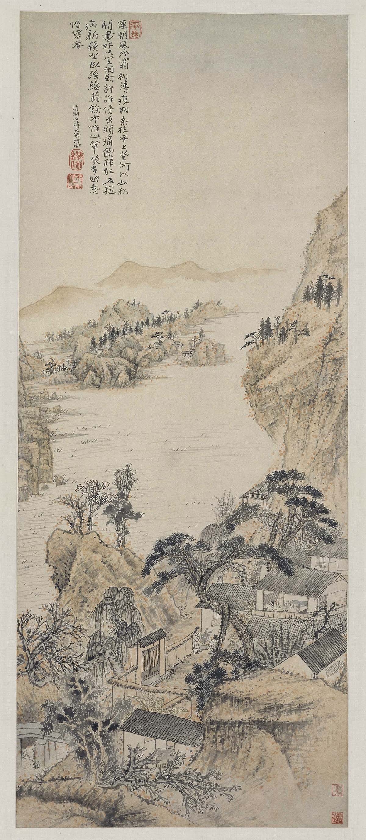 清 石涛 对菊图纸本99.7×40.2故宫