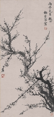 梅兰芳-墨梅图轴71X33