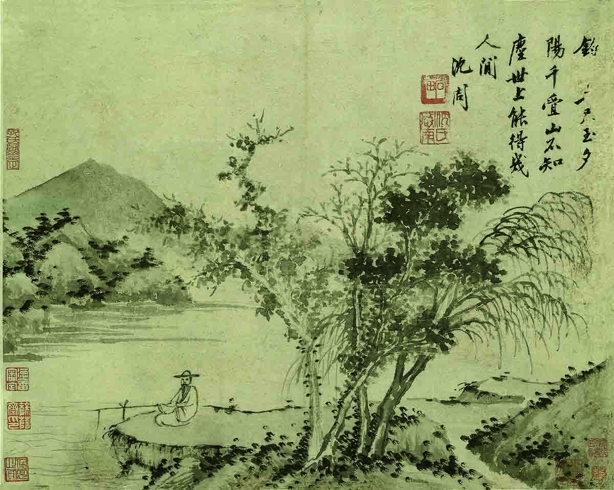 明 沈周 垂钓图纸本60X50.63私人收藏