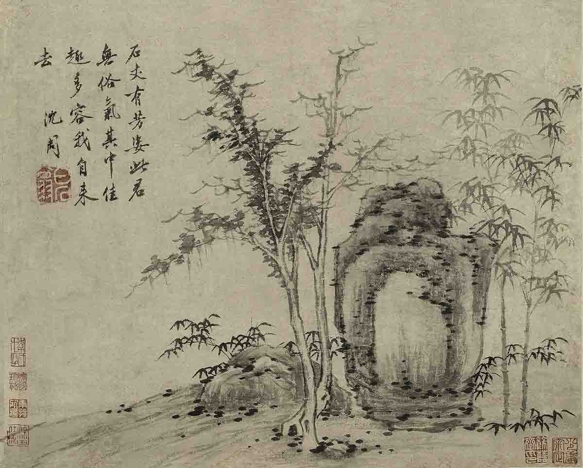 明 沈周 石竹图 纸本 60X48