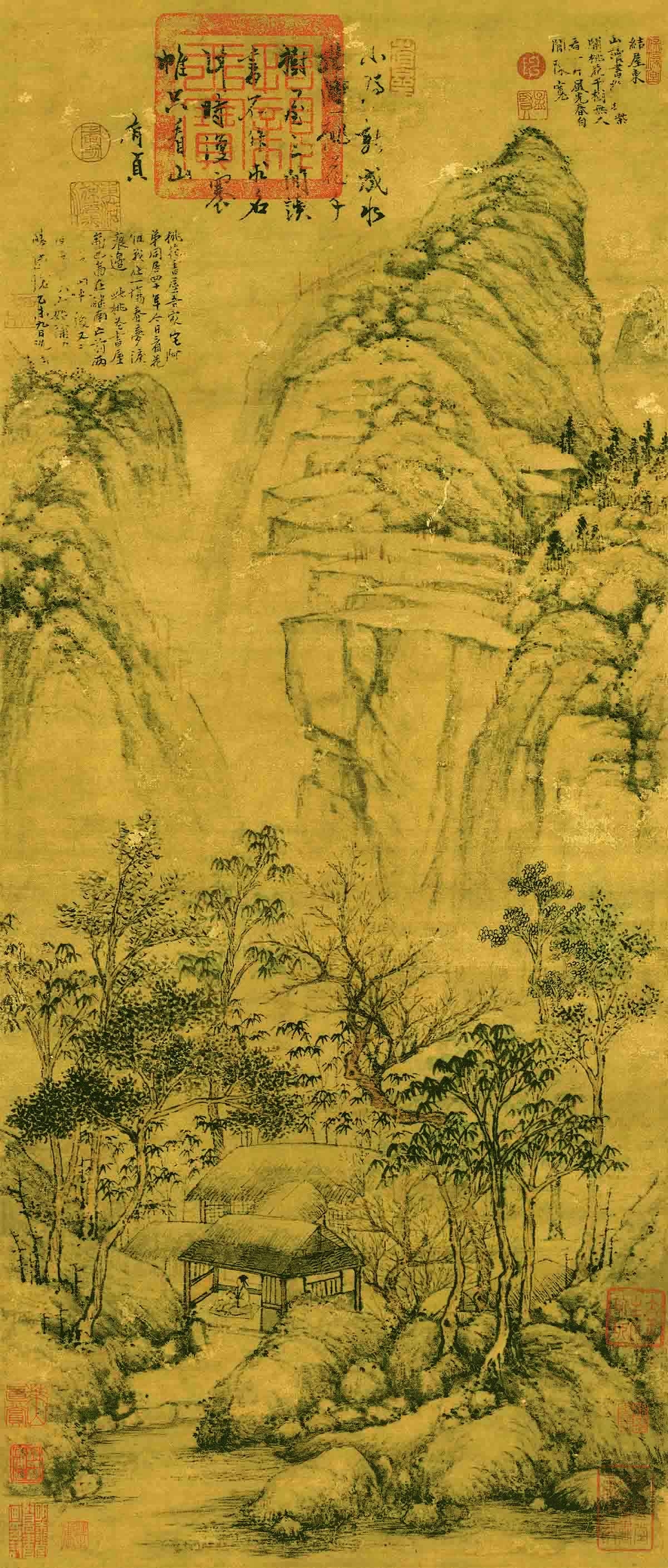 明 沈周 桃花书屋 纸本 74.5x30.6