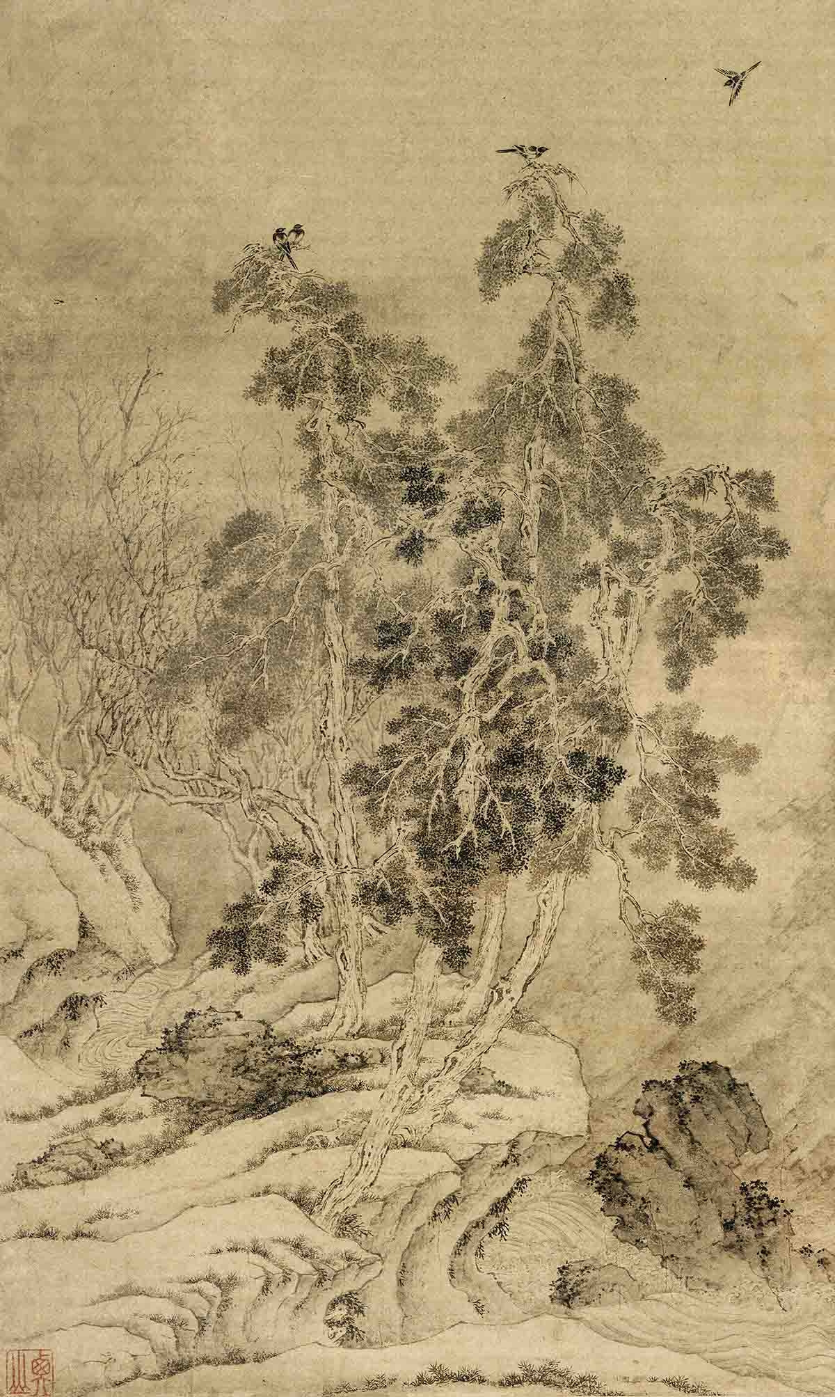 明 文徵明山水立轴72x43纳尔逊