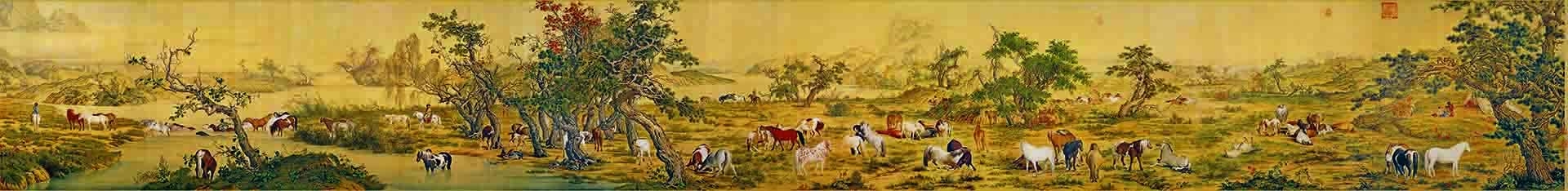 清 郎世宁 百骏图 94.5x776.2