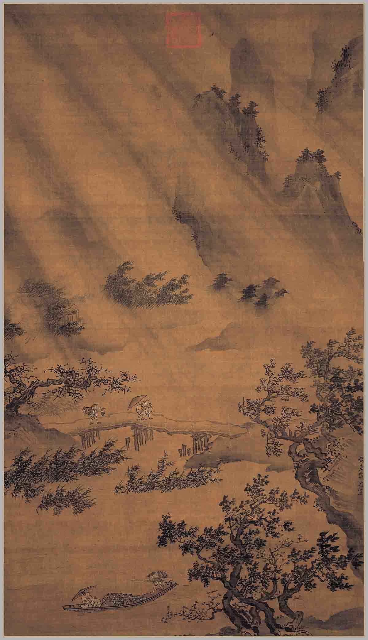 明  戴进 风雨归舟图6628