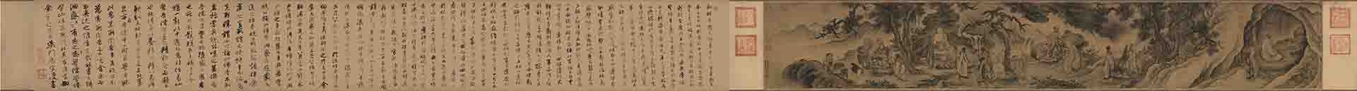 明 戴进 达摩六代祖师图卷绢本33.8X219.5