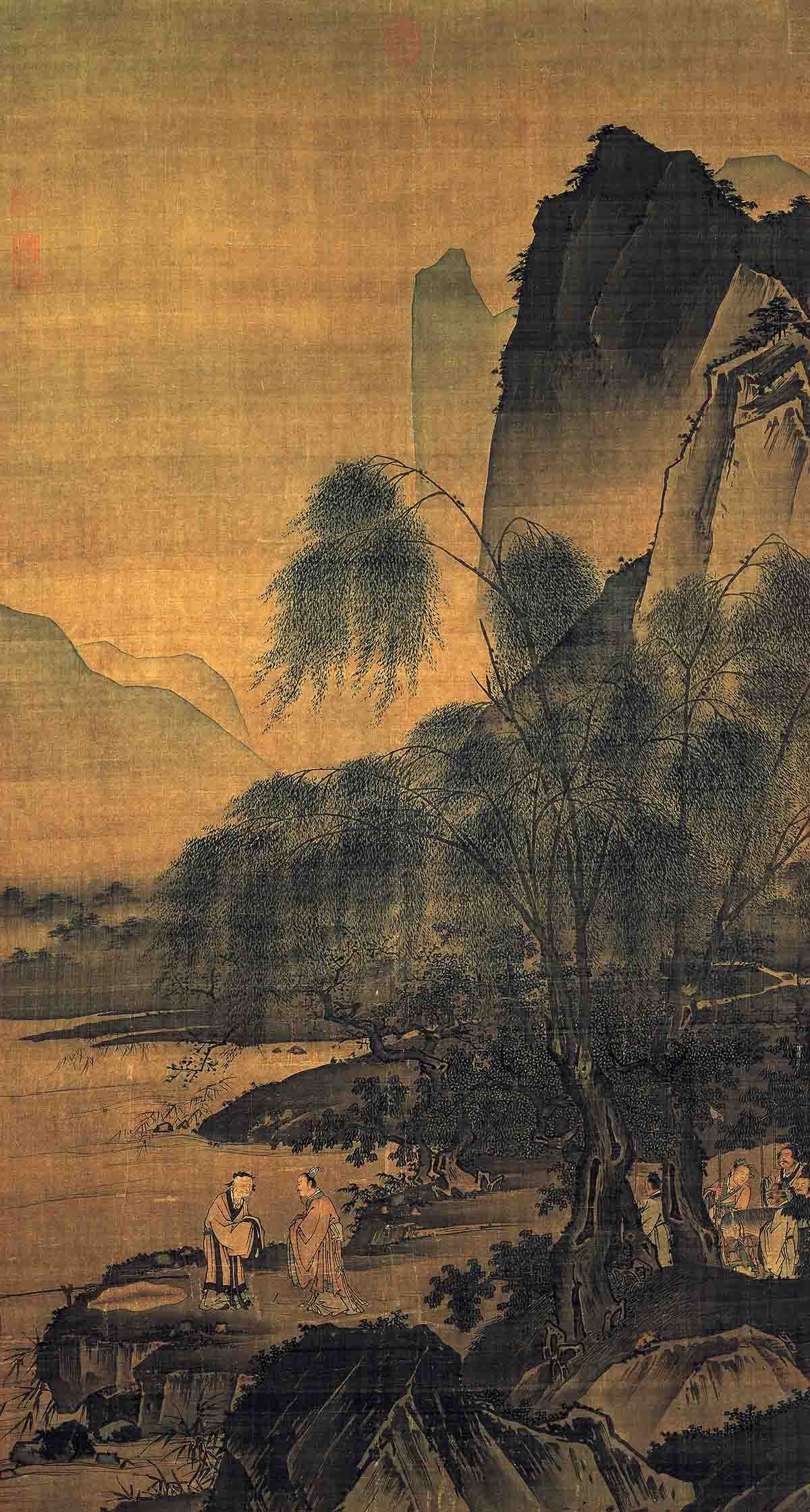 明 戴进 渭滨垂钓图71X38