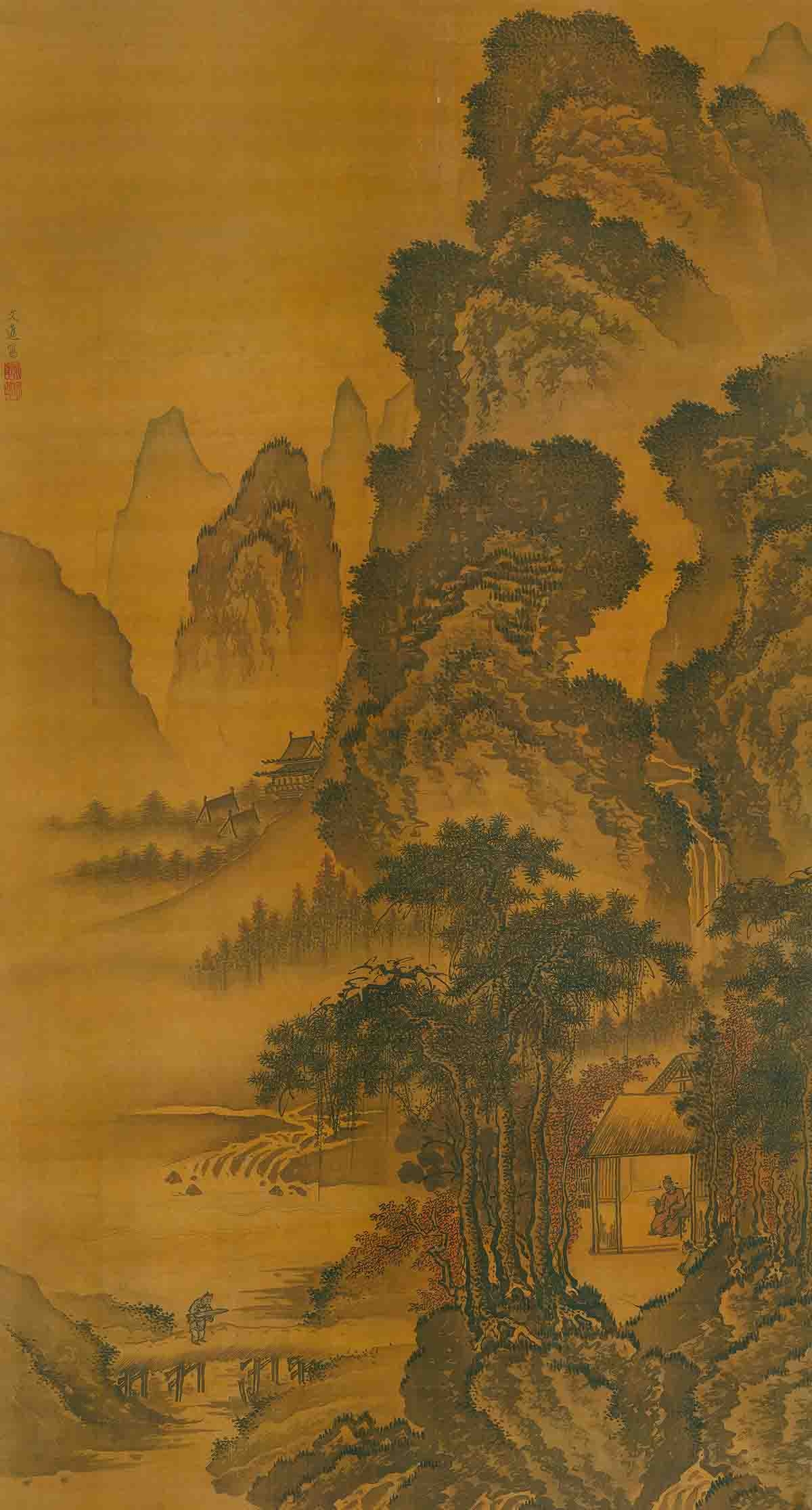明 戴进 溪堂诗意图 绢本