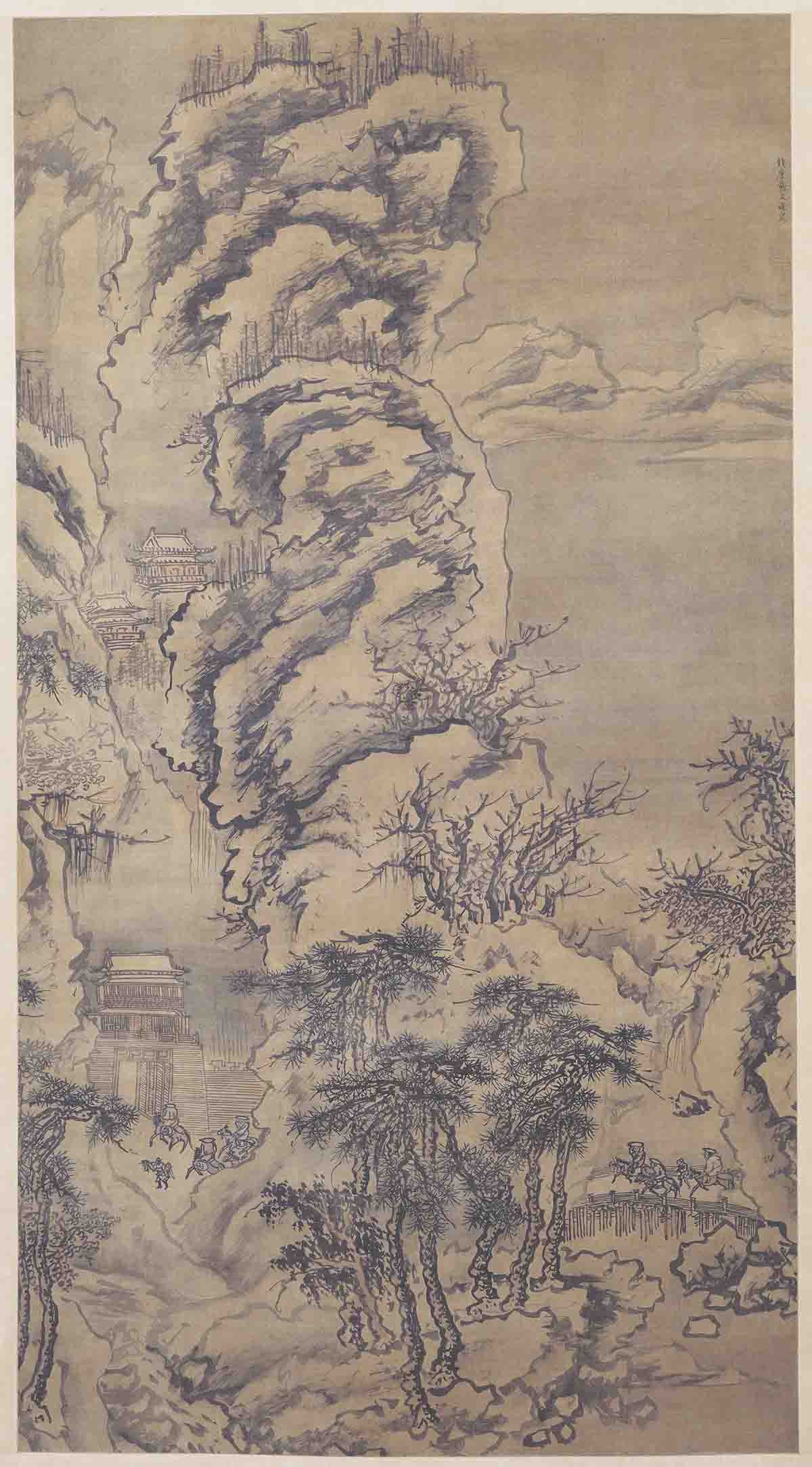 明 戴进 雪景山水轴绢本144.2x78.1
