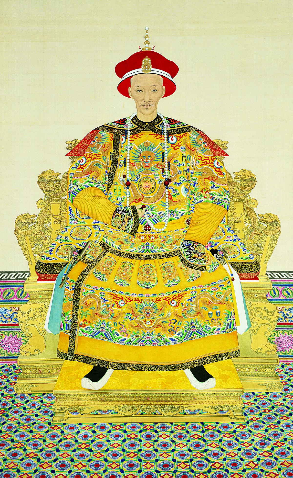 清 郎世宁 道光帝朝服像轴绢本35x57