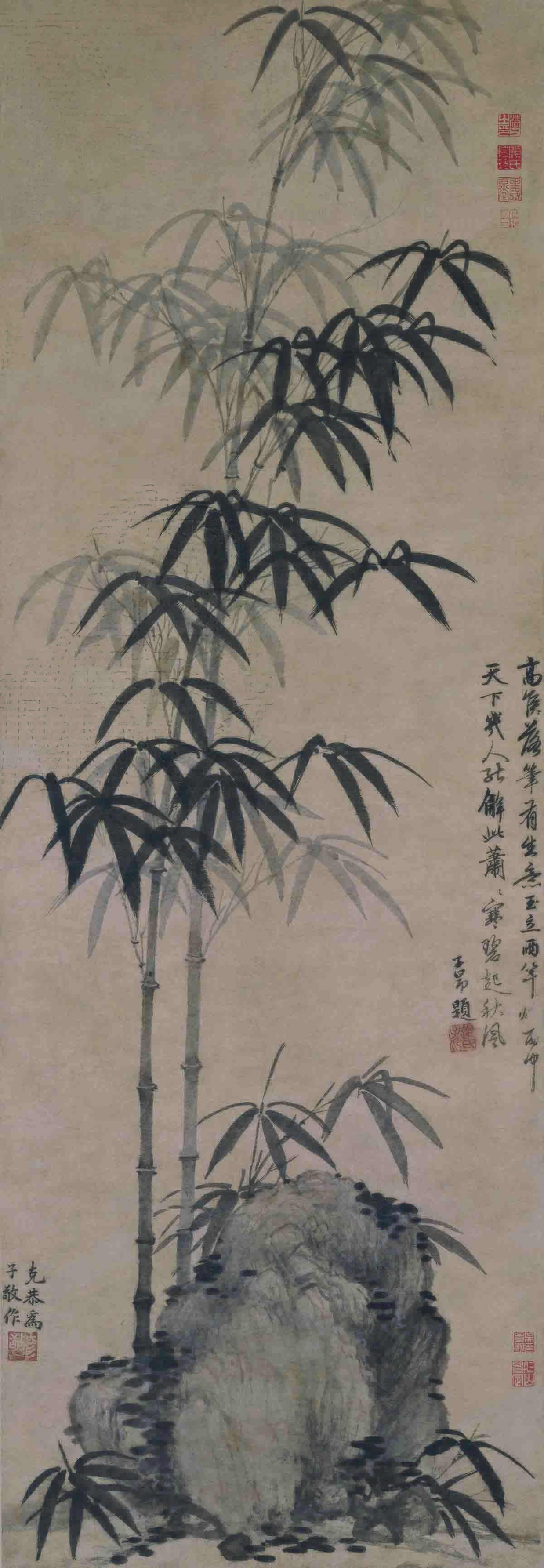 元 高克恭 墨竹坡石图(单)121.6x42.1