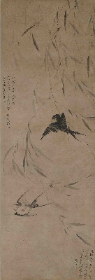 元 盛昌年 柳燕图 75.9x25.5