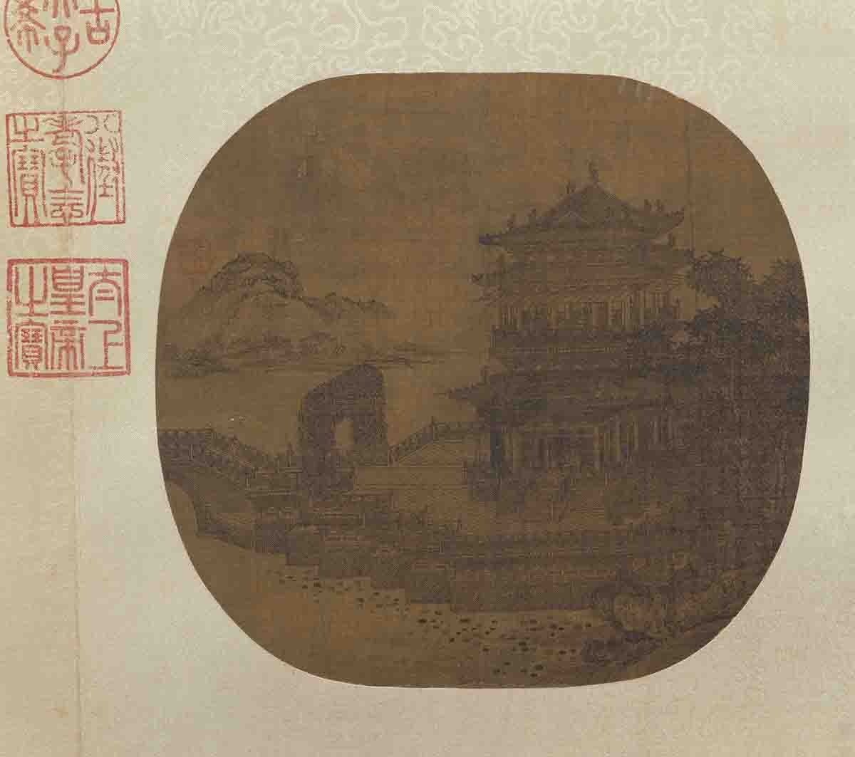 元 夏永 映水楼台图页绢本23.9x25