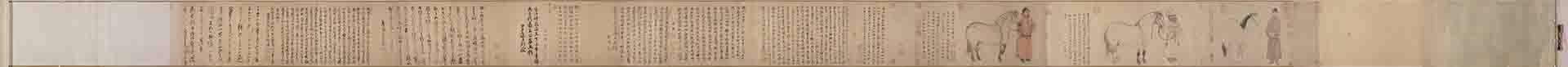 元 赵孟頫.赵雍.赵麟 三世人马图30x177大都会