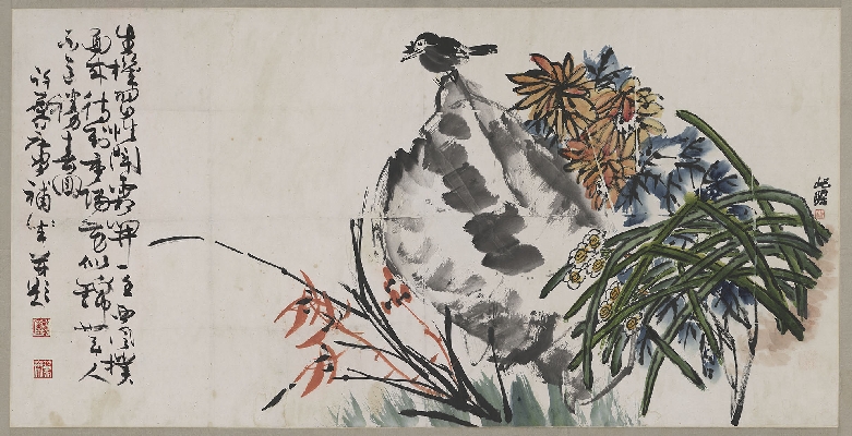 朱屺瞻 花卉镜片138x70