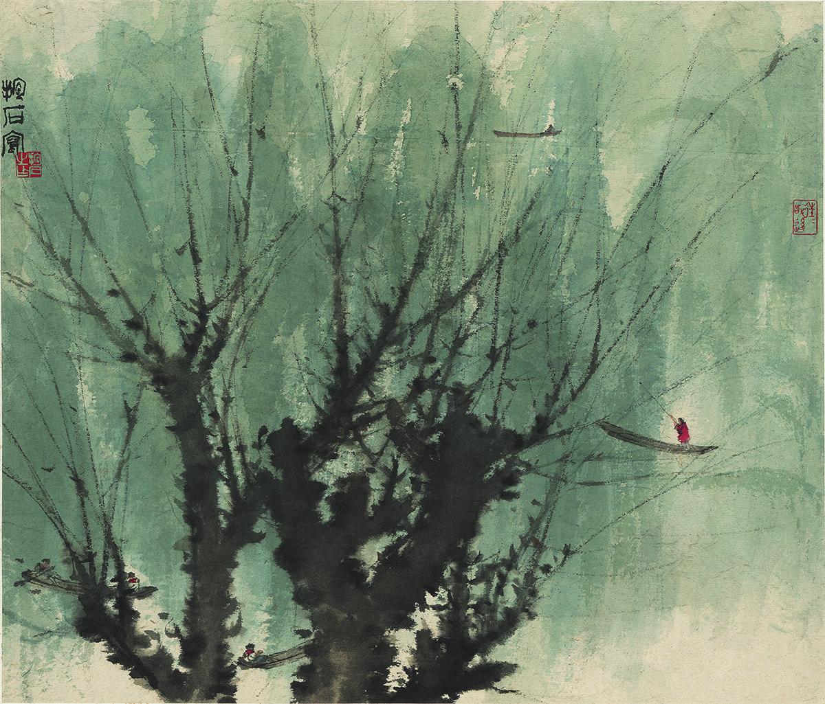 傅抱石 柳畔 纸本 62.4x53.3