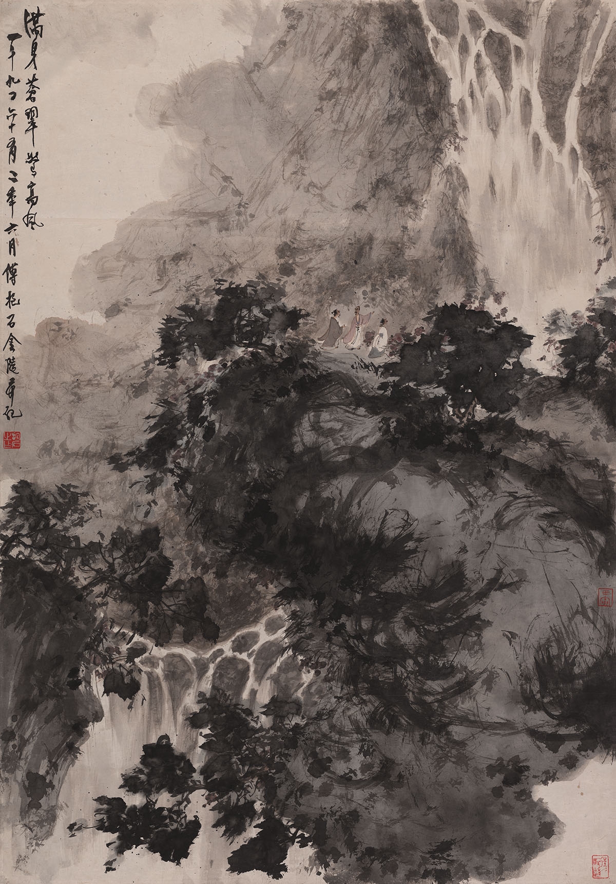 傅抱石 满身苍翠惊高风 71×102
