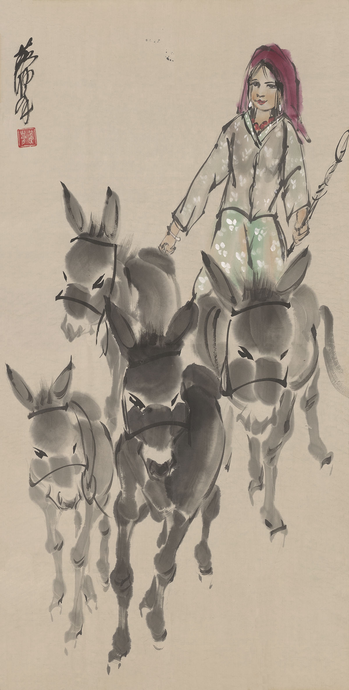 黄胄 牧驴55x110cm