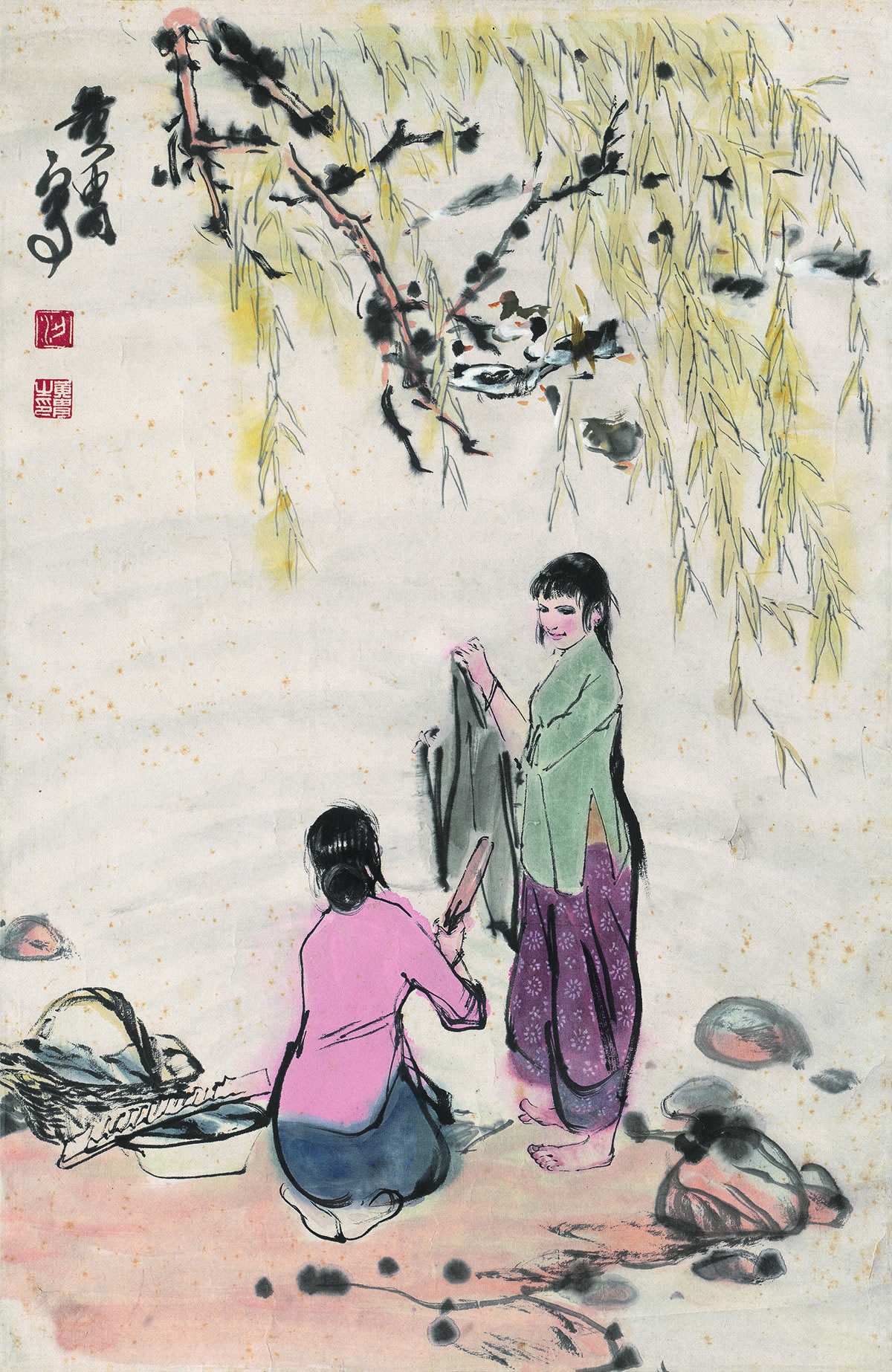 黄胄-洗衣图